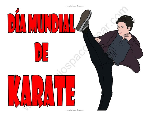 Día Mundial de Karate dibujo a color y para colorear